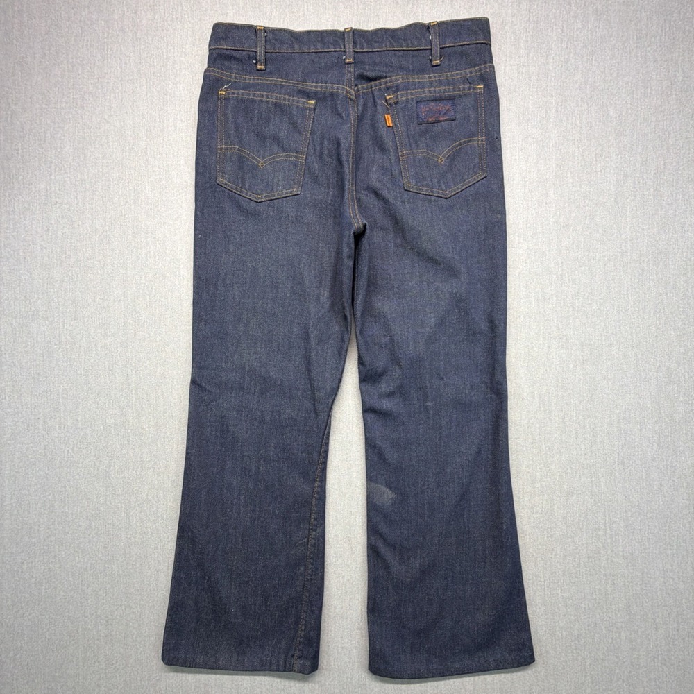 Vintage 70s Orange Tab Levis 517 Jeans Mens 33x26‎ Dark Wash USA Scoville Zipper